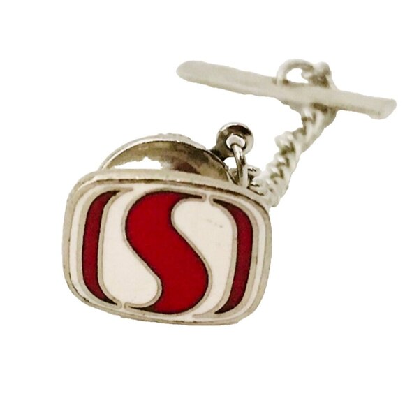 Vintage Safeway Employee Tie Tack Lapel Pin Enameled Red White S Logo Grocery - Picture 1 of 2